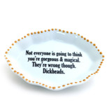 Porcelain tray with gold rim, Gorgeous and Magical, Funny decor