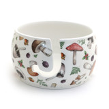 Ceramic Yarn Bowl, FULL WRAP Mushrooms crochet or knitting