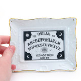 Ouija Board tray, porcelain ceramic Gold Rim, whimsigoth  Decor