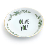 Vintage Olive You Dish, Olive oil dipping dish, Upcycled