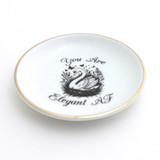Elegant AF Ring Dish, Swan, 22k Gold Accents porcelain