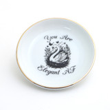 Elegant AF Ring Dish, Swan, 22k Gold Accents porcelain