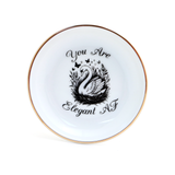 Elegant AF Ring Dish, Swan, 22k Gold Accents porcelain
