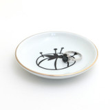 Tomato Pin Cushion ring dish, pin holder, small dish with 22 K gold