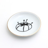 Tomato Pin Cushion ring dish, pin holder, small dish with 22 K gold