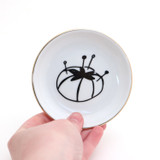 Tomato Pin Cushion ring dish, pin holder, small dish with 22 K gold