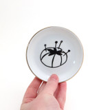 Tomato Pin Cushion ring dish, pin holder, small dish with 22 K gold