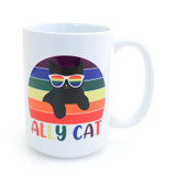 Ally Cat mug, LGBTQ support, 15 oz. Pride