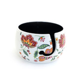 Vintage Applique Ceramic Yarn Bowl, applique pattern, gift for someone who knits or crochets
