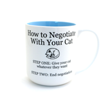 Cat negotiations mug-Blue Interior, funny gift for crazy cat lady, cat mom, pet lover