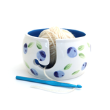 Yarn Bowl with Hand painted Blueberries, crochet or knitting