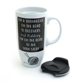 Yarnaholic Travel Mug with Handle, eco friendly, gift for knitter or crochet