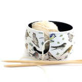 Multicolored Birds Ceramic Yarn Bowl crochet or knitting gift