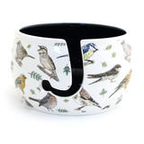 Multicolored Birds Ceramic Yarn Bowl crochet or knitting gift