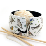 Multicolored Birds Ceramic Yarn Bowl crochet or knitting gift