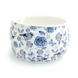 Blue Birds Ceramic Yarn Bowl, crochet or knitting gift