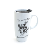 White Rabbit Travel Mug with Handle, Through The Looking Glass, Wonderland