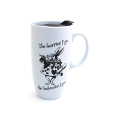 White Rabbit Travel Mug with Handle, Through The Looking Glass, Wonderland