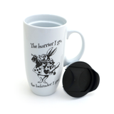 White Rabbit Travel Mug with Handle, Through The Looking Glass, Wonderland