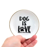 Dog Ring Dish, Dog is Love, with 22k Gold Accents