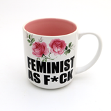 Feminist Mug, Feminist AF Mug with Delicate Pink Flowers