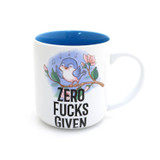 Zero F's Given mug, bluebird, vintage image, mature language, funny spring gift