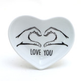 Love You, Heart shaped dish,  ring holder, trinket dish