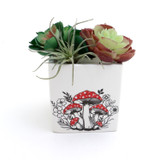 Mushroom planter, square container, whimsical woodland decor