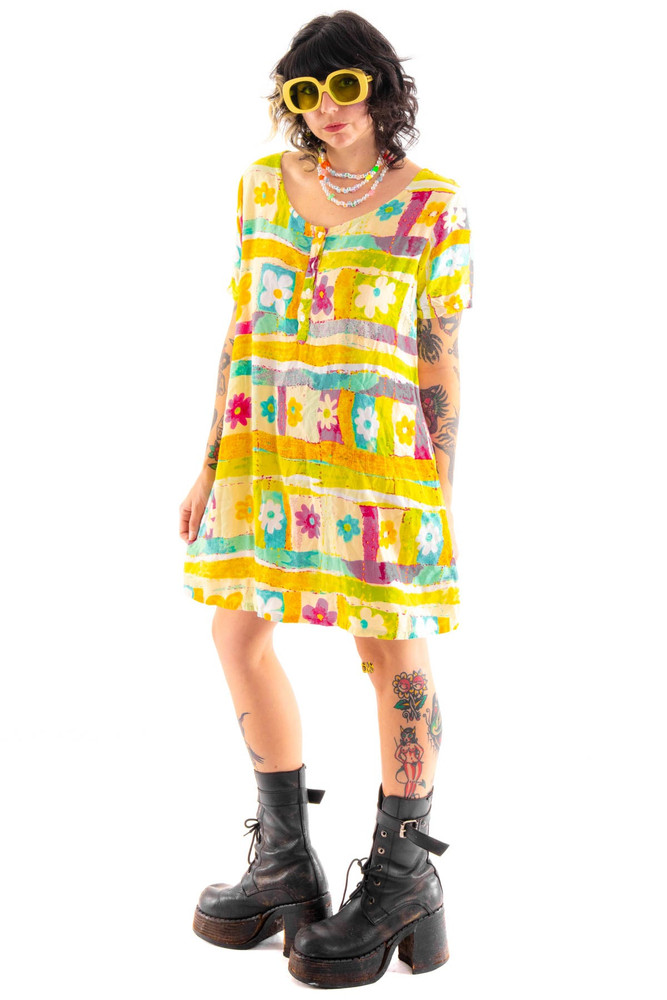 Vintage 90's Rainbow Daisy Vacation Dress