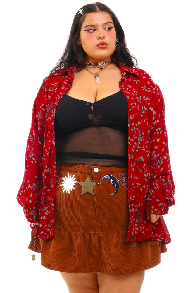 Vintage 90's Sheer Vine Button Up Blouse