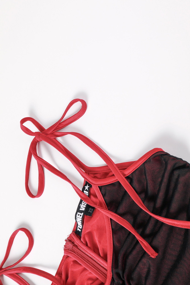 PRE-ORDER: Courtney Black & Red Mesh Fairy Dress