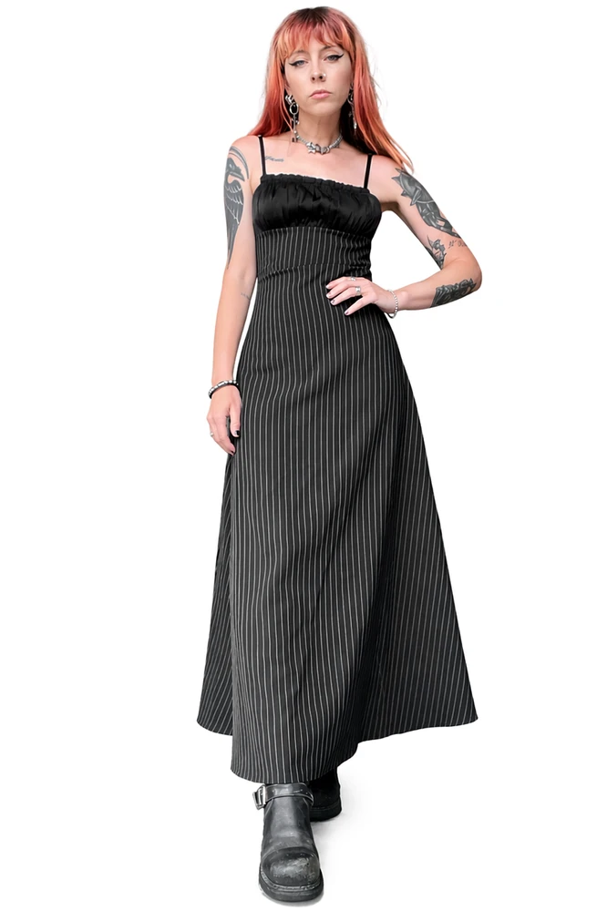 Cora Pinstripe Empire Waist Maxi Dress