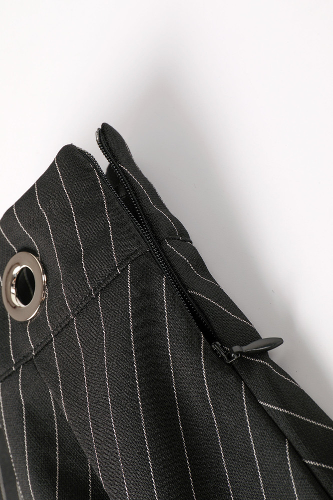 Peekaboo Pinstripe Grommet Mini Skirt