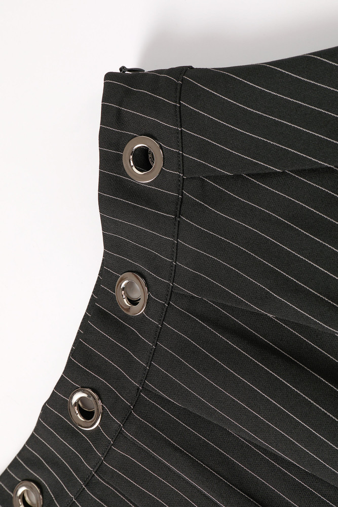 Peekaboo Pinstripe Grommet Mini Skirt