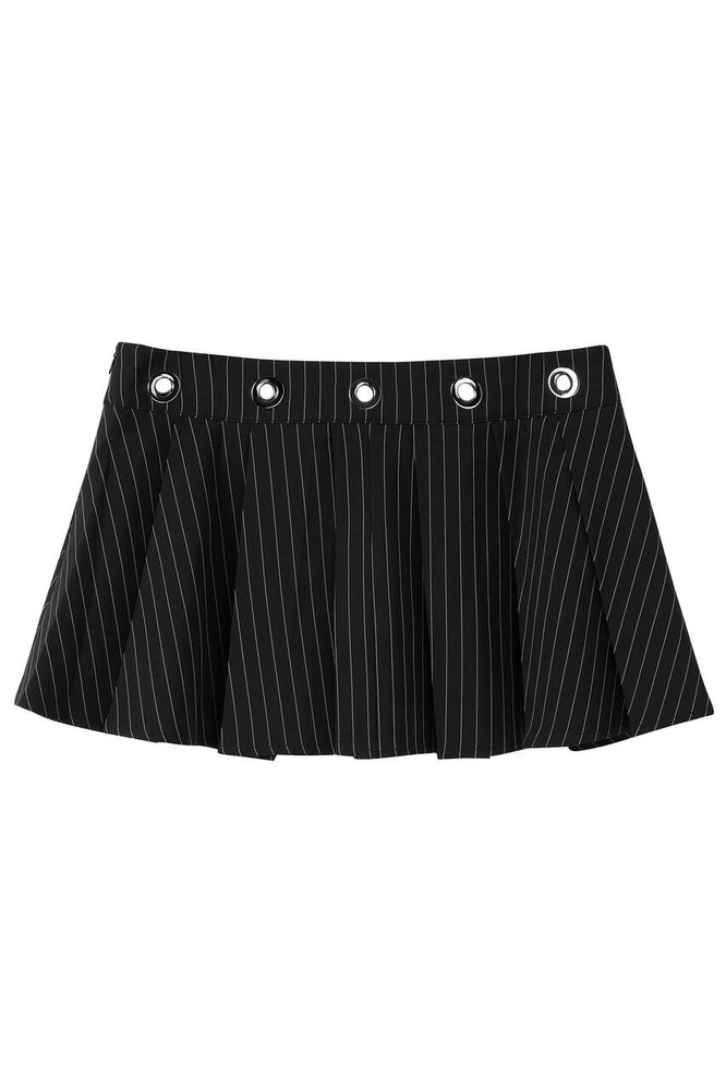 Peekaboo Pinstripe Grommet Mini Skirt
