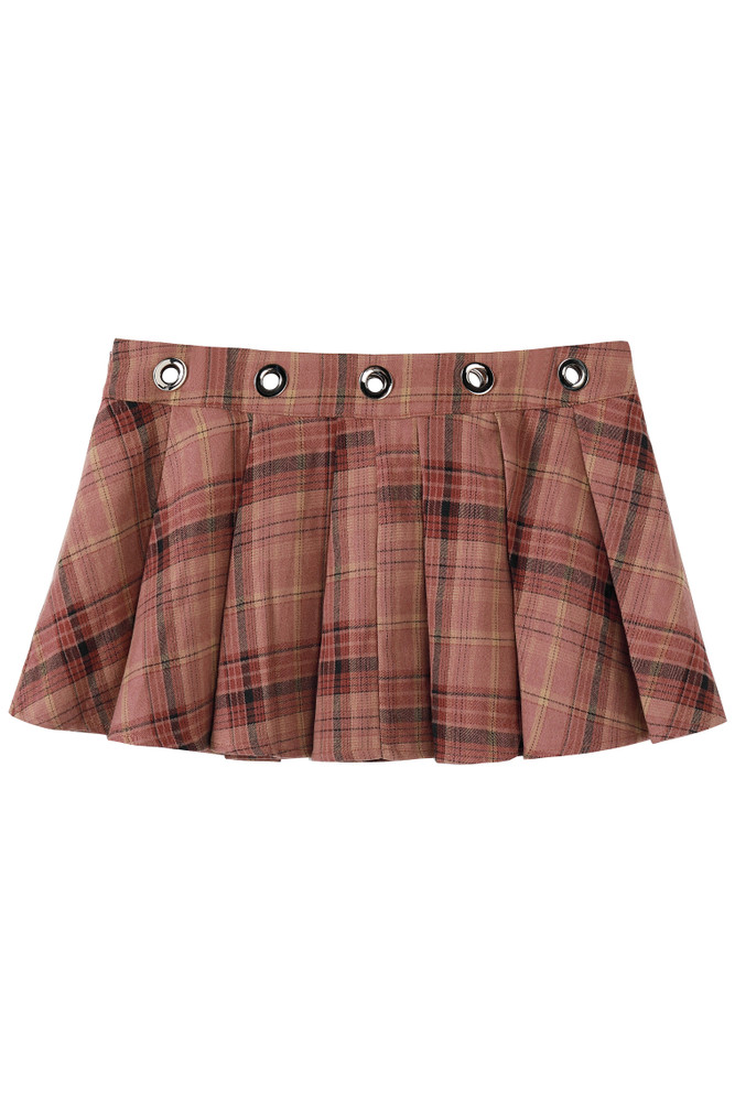 Peekaboo Plaid Grommet Mini Skirt