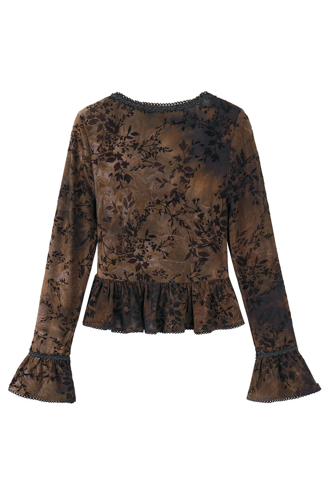 Doll Face Velvet Flocked Babydoll Top