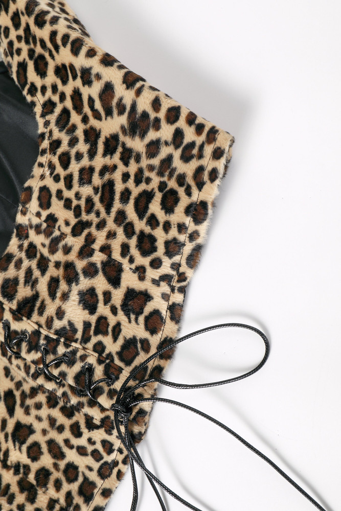 Ren Faire Fuzzy Leopard Print Vest