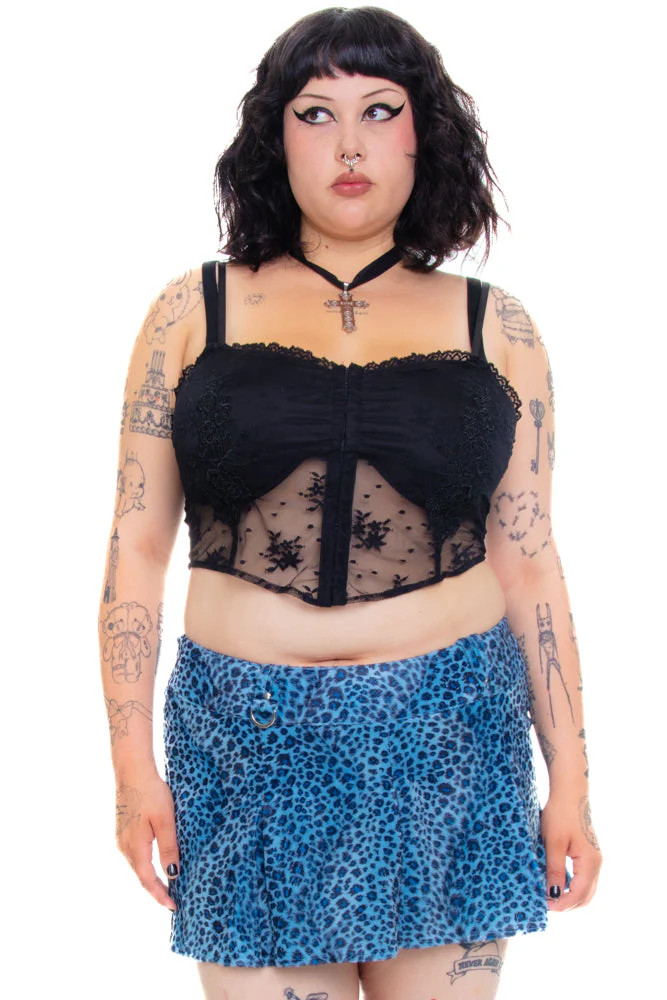Priscilla Blue Leopard Print Low-Rise Mini Skirt