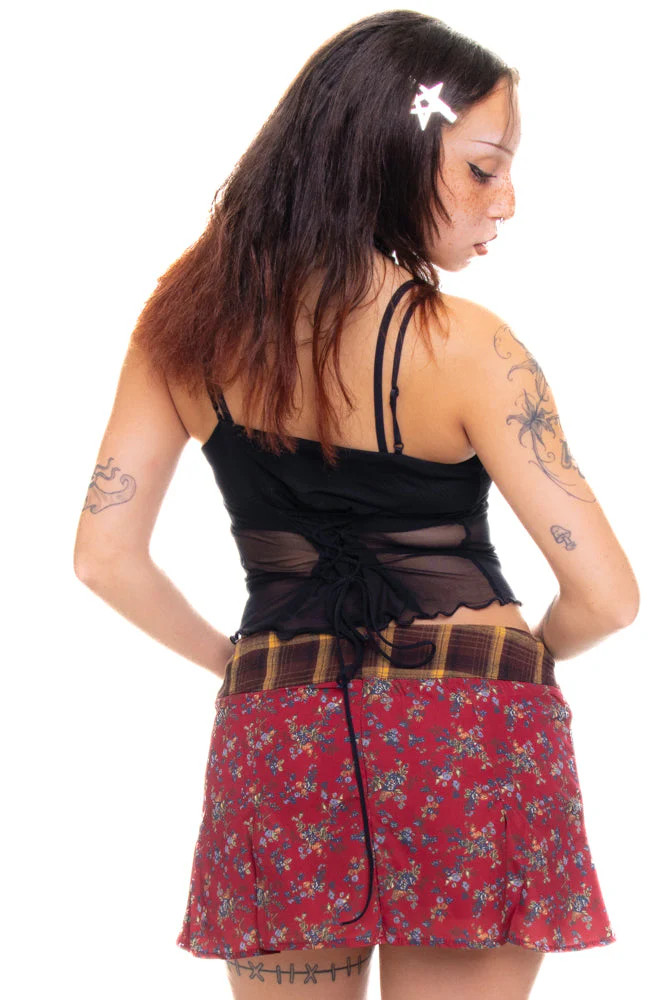 Priscilla Patchwork Low-Rise Mini Skirt