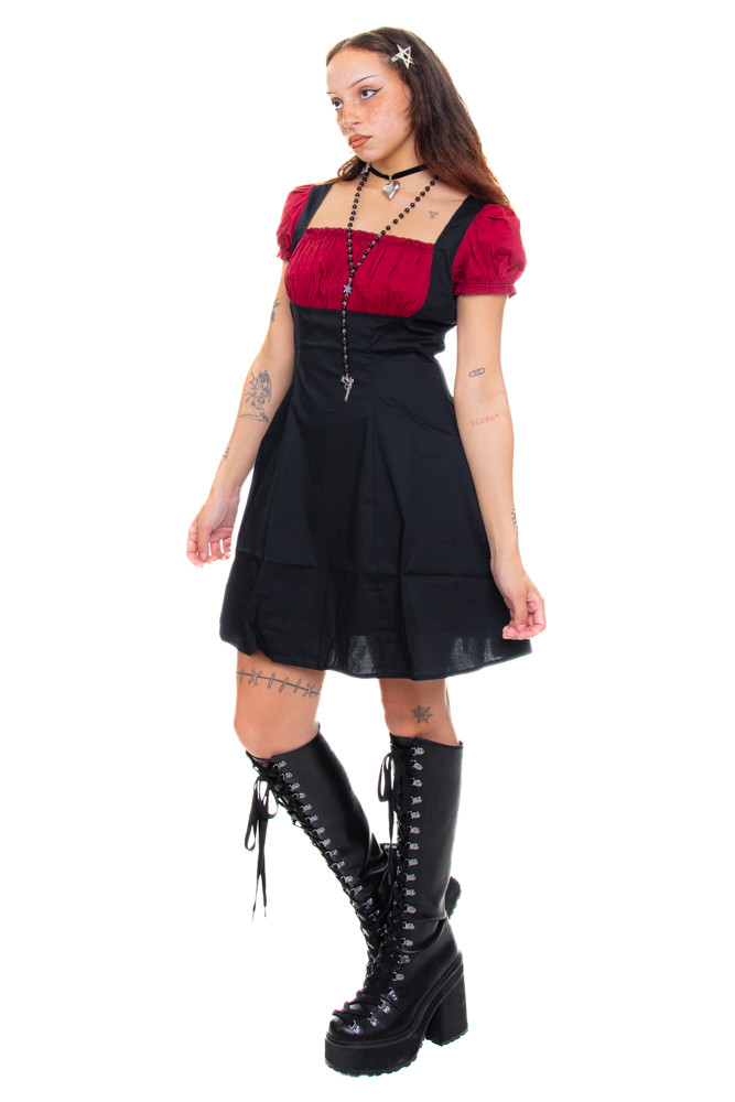 Alicia Underbust Black & Red Dress
