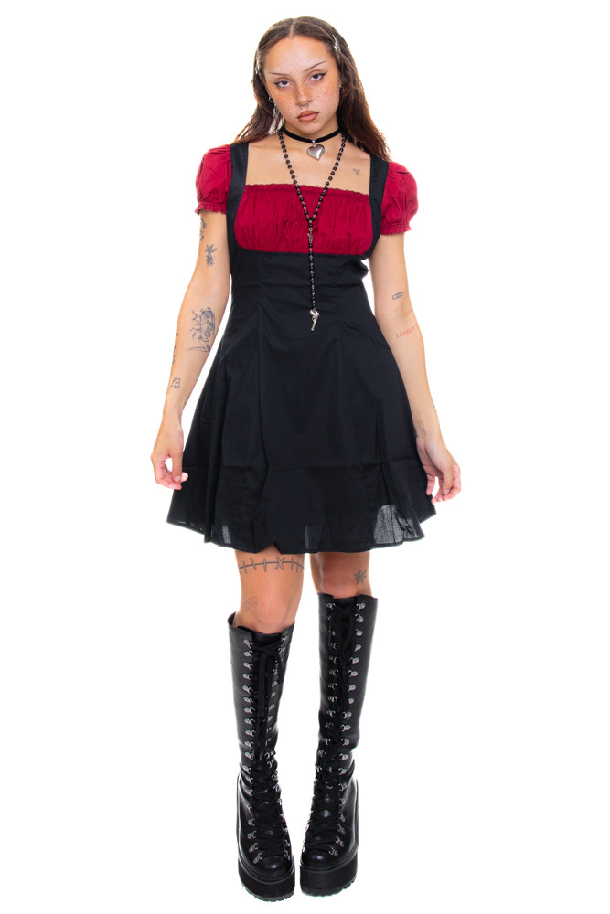 Alicia Underbust Black & Red Dress