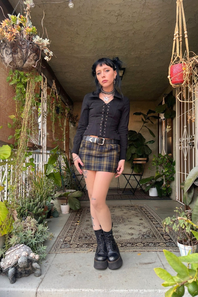 Libby Black Corset-Lace Shirt