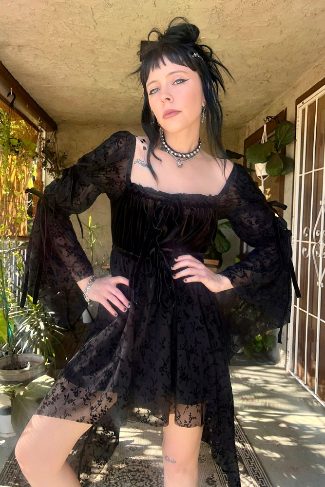 Desdemona Black Velvet Mix Dress