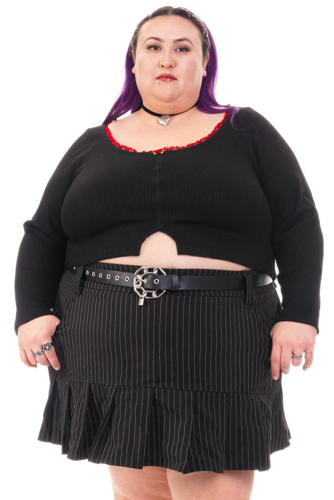 Rosa Black Lace-Trimmed Thermal Long-Sleever