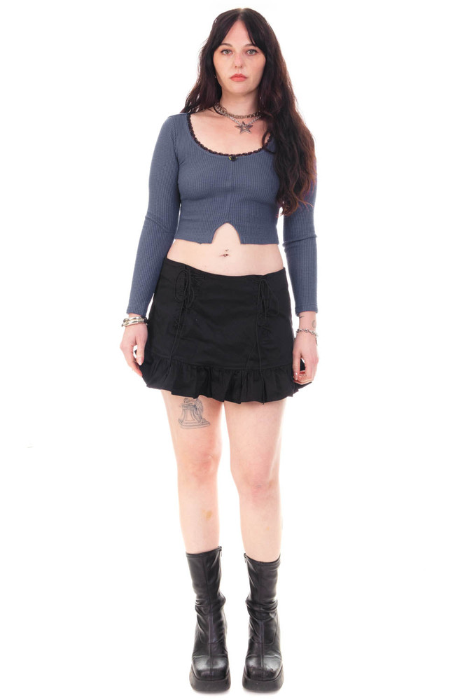 Rosa Blue Lace-Trimmed Thermal Long-Sleever