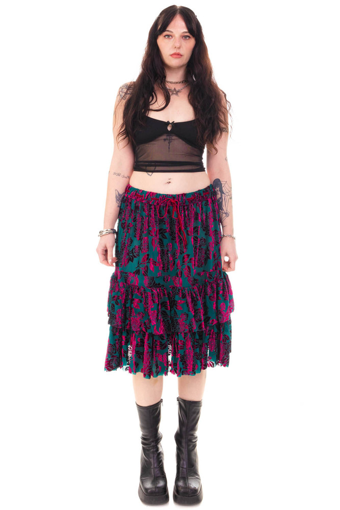 Louisa May Velvet Burnout Ruffle Skirt