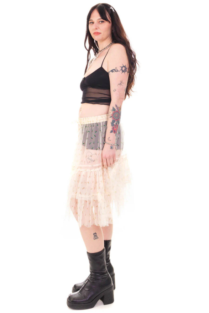 Louisa May Sheer Floral Ruffle Skirt