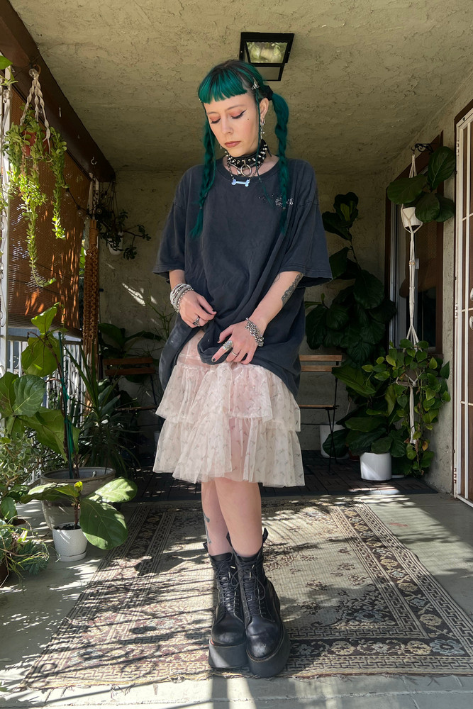 Louisa May Sheer Floral Ruffle Skirt