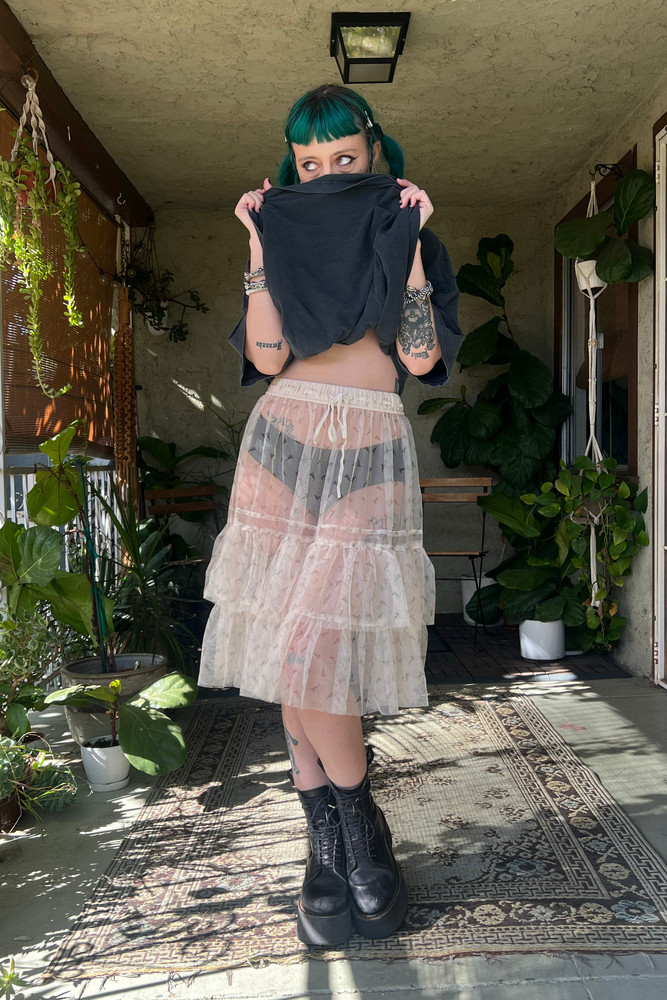 Louisa May Sheer Floral Ruffle Skirt